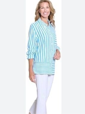MULTIPLES Women's Roll Tab Long Sleeves 1-Pocket Button Front Petite Shirt | PXL